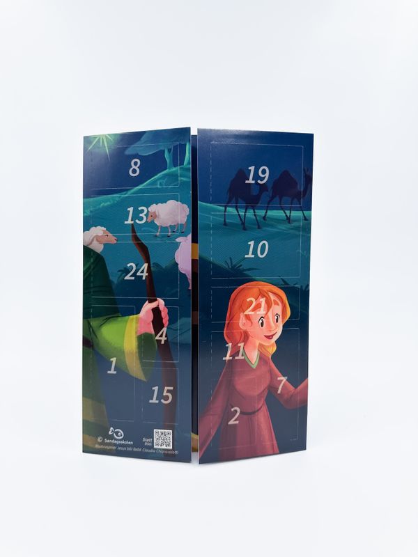 Adventskalender med figurer og stall