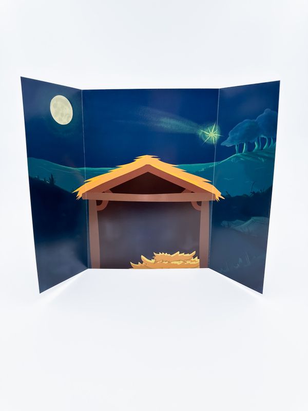 Adventskalender med figurer og stall